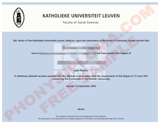 Katholieke Universiteit Leuven Fake Netherlands University Diploma Sample From Phonydiploma (2)